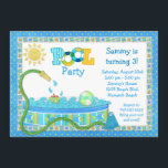 Pool Party Kids Birthday Party Invitation Kaart<br><div class="desc">Kute Kinder Pool Party Birthday Invitation. Enkele elementen door www.nitwitcollections.com Licentie #41088. Hij is uitgerust met een zwembad met een slang,  een strandbal,  een flippers en kan op maat worden gemaakt van uw partijuitnodiging.</div>