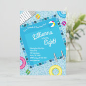 Pool Party Kids Birthday Summer Kaart (Staand voorkant)