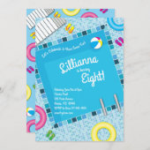 Pool Party Kids Birthday Summer Kaart (Voorkant / Achterkant)