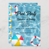 Pool Party Kids Verjaardag Kaart (Voorkant / Achterkant)