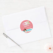 Pool party * kies achtergrondkleur ronde sticker (Envelop)