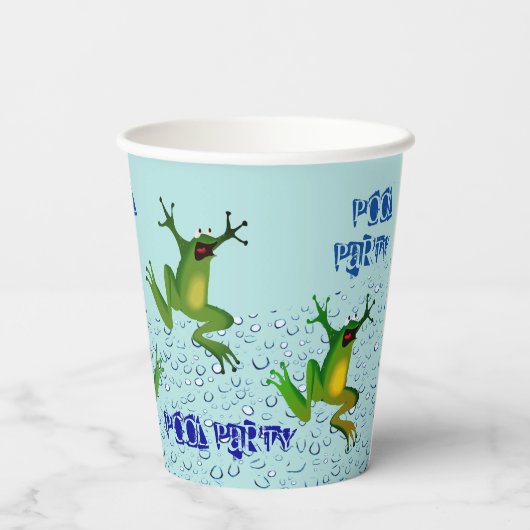 Pool Party kikkers Papieren Bekers (Achterkant)