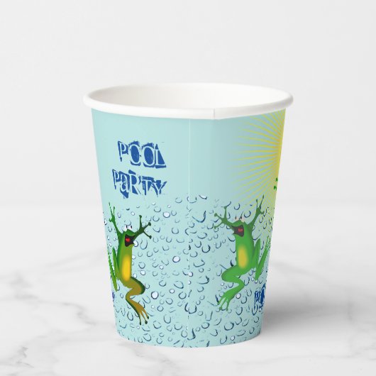 Pool Party kikkers Papieren Bekers (Rechts)