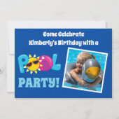 Pool Party Kinder Photo Cute Birthday Invitation Kaart (Voorkant)