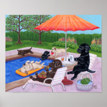 Pool Party Labradors 2 Artwork
