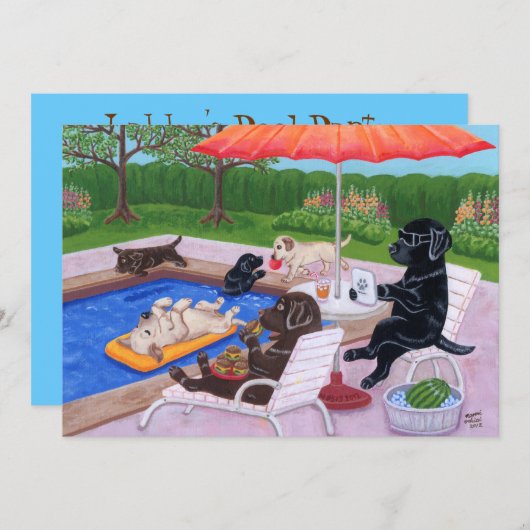 Pool Party Labradors 2 Kaart (Voorkant / Achterkant)