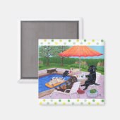 Pool Party Labradors 2 Magneet (Voorkant / Achterkant)
