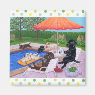 Pool Party Labradors 2 Magneet