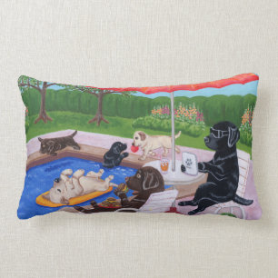 Pool Party Labradors 2 Painting Kussen