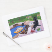 Pool Party Labradors 2 Painting Rechthoekige Sticker (Envelop)