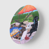 Pool Party Labradors 2 Painting Ronde Klok (Hoek)