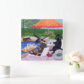 Pool Party Labradors 2 Painting Vierkante Klok (Huis)