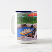 Pool Party Labradors 2 Tweekleurige Koffiemok (Voorkant links)