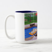 Pool Party Labradors 2 Tweekleurige Koffiemok (Links)