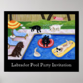 Pool Party Labradors Artwork Poster (Voorkant)