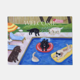 Pool Party Labradors Fun Painting Deurmat