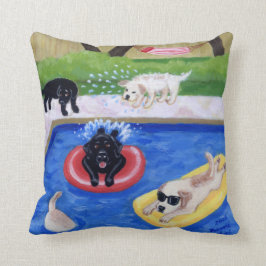 Pool Party Labradors Fun Painting Kussen