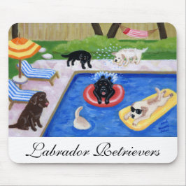 Pool Party Labradors Fun Painting Muismat