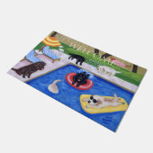 Pool Party Labradors Leuk Schilderen Deurmat (Schuin)