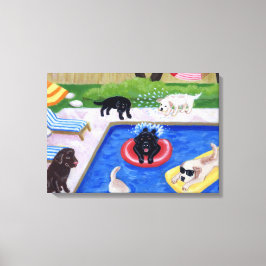 Pool party Labradors (nieuw) Canvas Afdruk