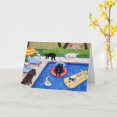 Pool Party Labradors schilderen Kaart (Gele Bloem)