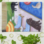 Pool Party Labradors schilderen Theedoek (Gevouwen)