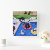 Pool Party Labradors schilderen Vierkante Klok (Huis)