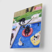 Pool Party Labradors schilderen Vierkante Klok (Hoek)