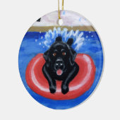 Pool Party Labradors Schilderversiering Keramisch Ornament (Links)