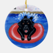 Pool Party Labradors Schilderversiering Keramisch Ornament (Achterkant)