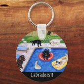 Pool Party Labradors Sleutelhanger (Voorkant)