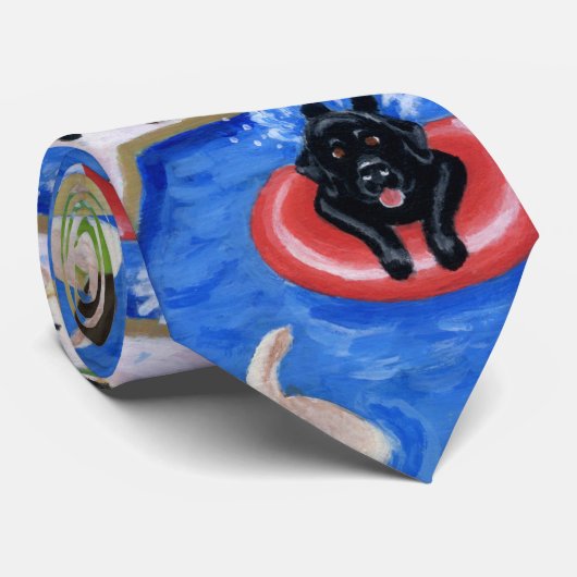 Pool party Labradors Stropdas (Opgerold)