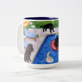 Pool Party Labradors Tweekleurige Koffiemok (Voorkant links)