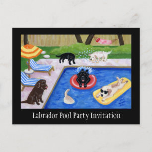 Pool Party Labradors Uitnodiging Briefkaart