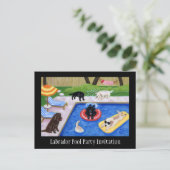 Pool Party Labradors Uitnodiging Briefkaart (Staand voorkant)