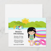 Pool Party-meisje Kaart (Voorkant / Achterkant)