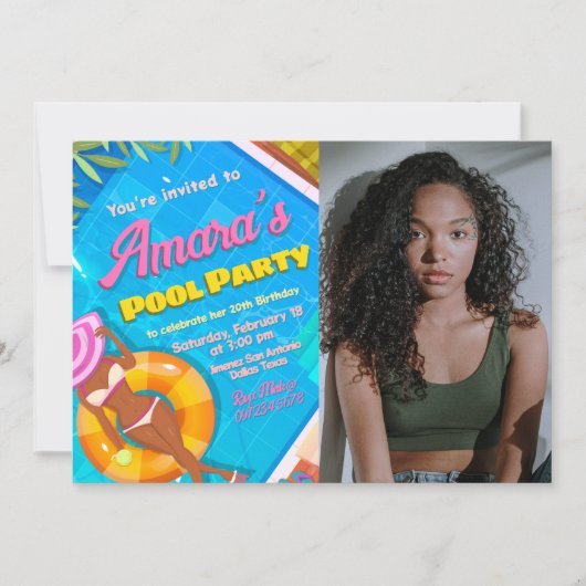 Pool Party - Meisje met foto Kaart (Voorkant)