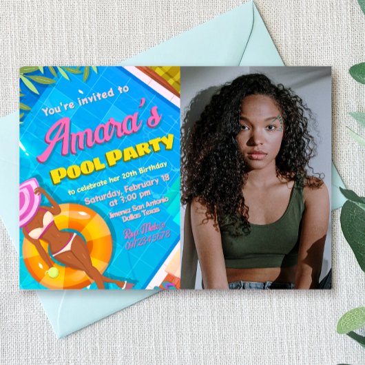 Pool Party - Meisje met foto Kaart