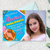 Pool Party - Meisje met Foto Uitnodiging