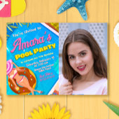 Pool Party - Meisje met Foto Uitnodiging