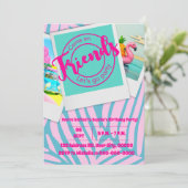 Pool Party Meisje, Roze Verjaardagsfeestuitnodigin Kaart (Staand voorkant)