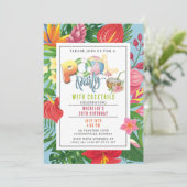 Pool Party met Cocktails Verjaardagsfeest Kaart (Staand voorkant)