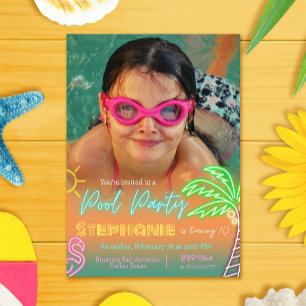 Pool Party Minimalistisch ontwerp met Afbeelding Kaart