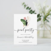 Pool Party Modern Birthday Uitnodiging Briefkaart (Staand voorkant)