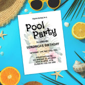 Pool Party Modern Summer Birthday Kaart