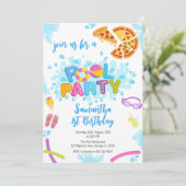 Pool Party | Modern Summer Themed Birthday Party Kaart (Staand voorkant)