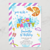 Pool Party | Modern Summer Themed Birthday Party Kaart (Voorkant / Achterkant)