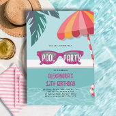 Pool Party Modern Tropical Leaf Schattige Tiener V Kaart