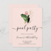 Pool Party Moderne Verjaardag Uitnodiging Briefkaart (Voorkant / Achterkant)