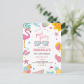 Pool Party | Moderne zomerdag met gemarmerde verja Briefkaart (Staand voorkant)